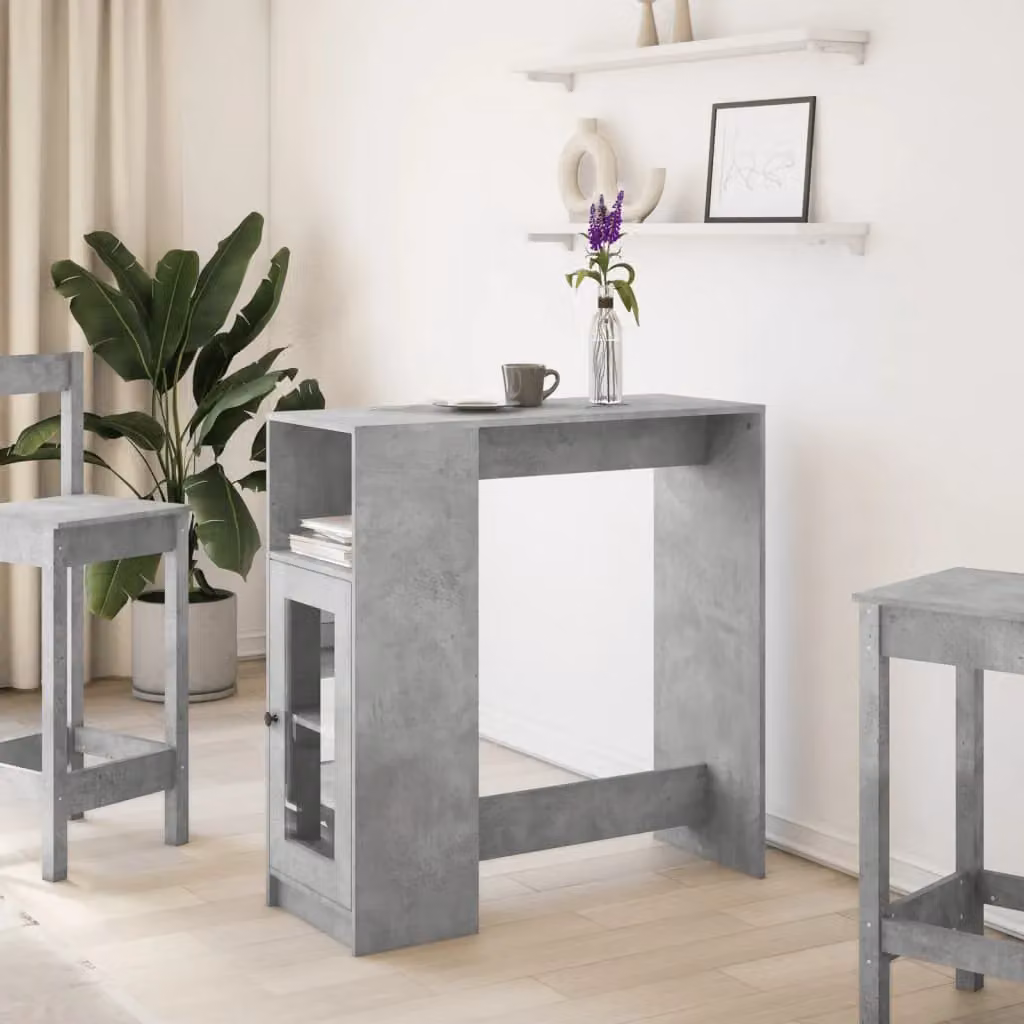 Berkfield Home Bar Table with Racks in Concrete Grey, W/D/H: 101 x 40 x 103.5 cm – 3