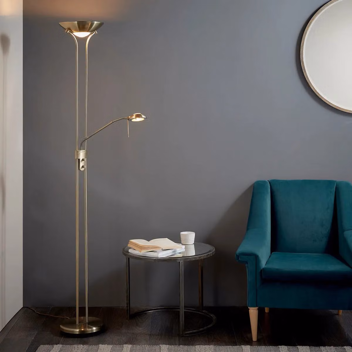 Netlighting Rome Mother & Child Floor Lamp in Antique Brass and Yellow Opal Glass – 2