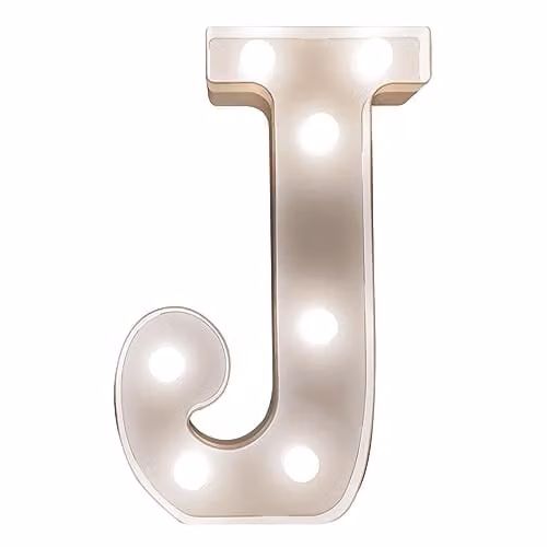 mysmartbuy White Battery Powered 3D LED Letter J Light, H 22 x W 14 x D 3 cm – 1