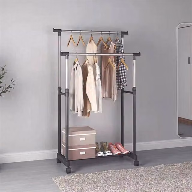 KORVIXA Heavy Duty Matt Black Metal Clothes Rail Rack