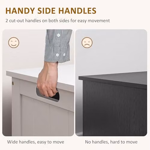 HOMCOM Modern Wooden Storage Chest with Soft Close Lid and Safety Hinges, White, W/D/H: 76 x 40 x 48 cm – 3