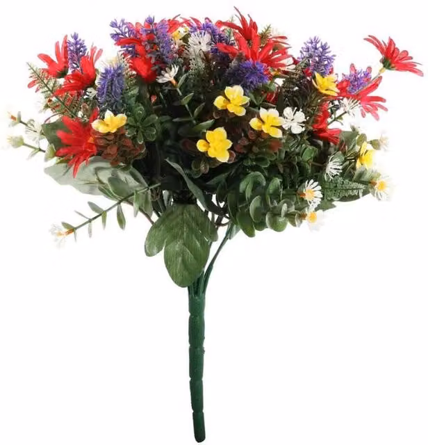 KDMD Pembroke Red and Multicolour Wild Daisy Bush, 12 Stems