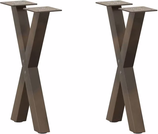 Berkfield Home X-Shaped Coffee Table Legs, 2 Pieces, Brown Steel