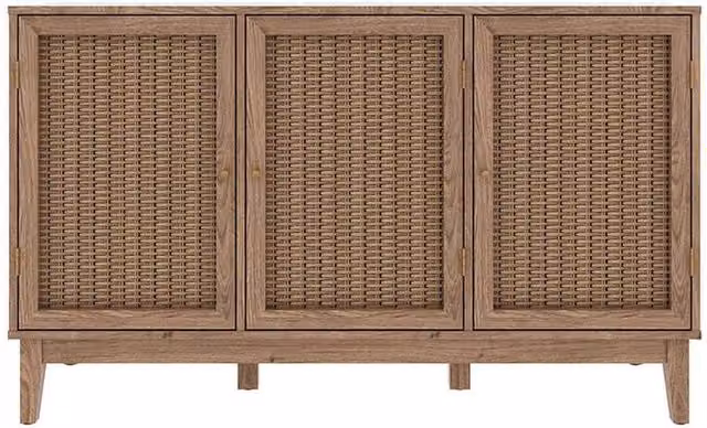 Lemon Pavilion Furniture Bordeaux Large Sideboard in Brown Oak with Rattan Details, W128.2 x D39.4 x H78.2 cm – 2