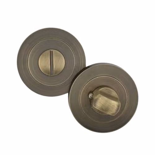 AXS Hardware Aluminium Bathroom Turn and Release Privacy Lock with Deadbolt in Antique Brass – 1