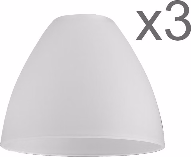 ValueLights Pack of 3 White Frosted Glass Bowl Shaped Replacement Light Shades