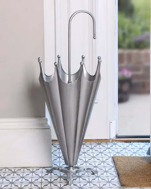Dibor Vintage Silver Metal Freestanding Indoor Umbrella Stand – 2