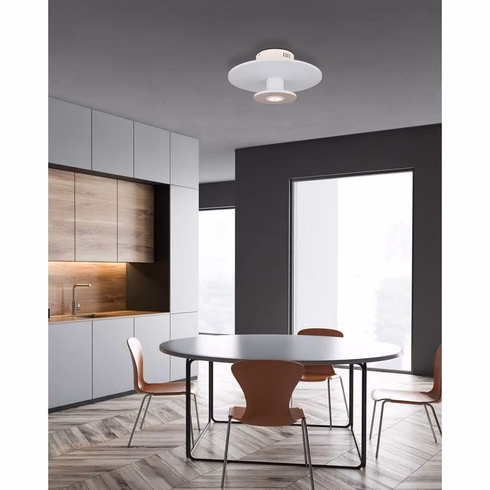 Netlighting Carter Integrated LED Semi Flush Ceiling Light, White Matt, 3000K Warm White – 2