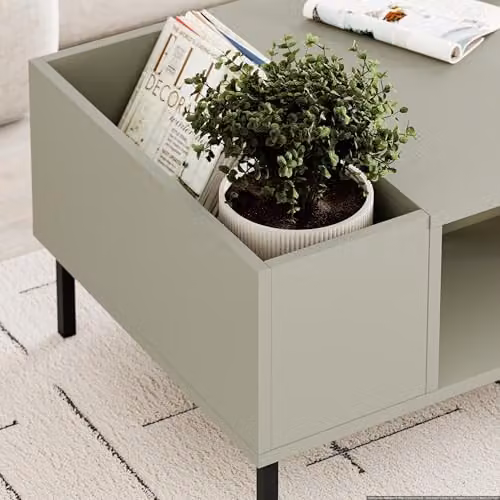 Decortie Vena Modern Rectangular Coffee Table in Green, W/D/H: 60 x 20 x 42 cm – 3
