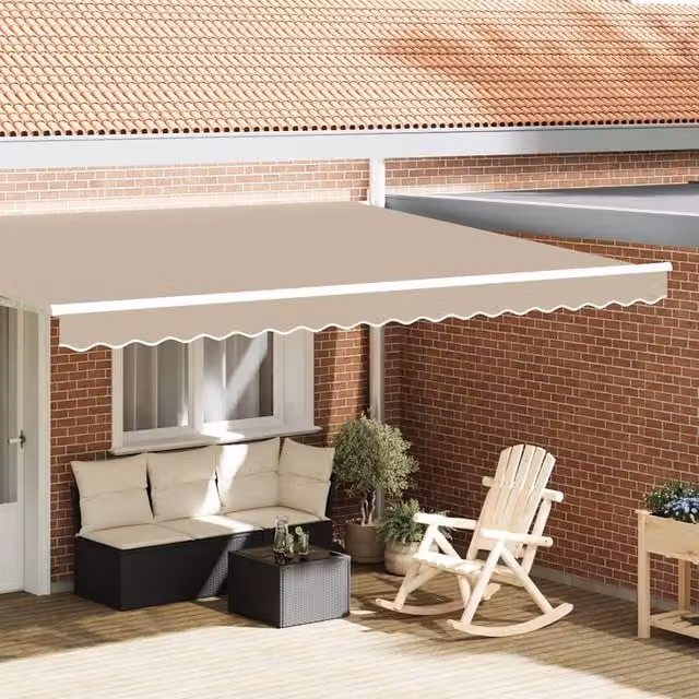 Berkfield Home Awning Valance in Beige Acrylic Fabric for 4.5 m Frame, W: 4.3 m, H: 0.2 m
