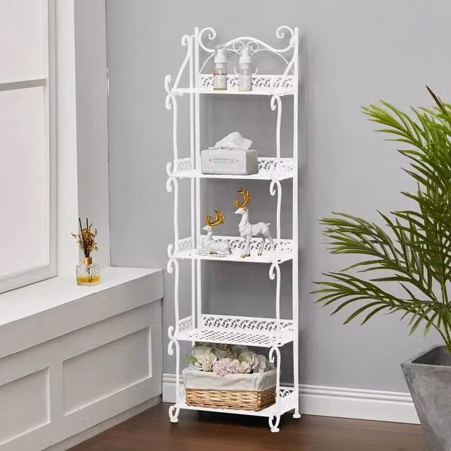 EONLION 5 Tier Freestanding Metal Bathroom Storage Shelf in White