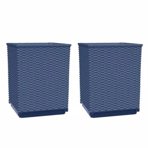 vidaXL Set of 2 Polypropylene Planter Tubs in Blue and Grey, W/D/H: 30 x 30 x 37 cm – 1