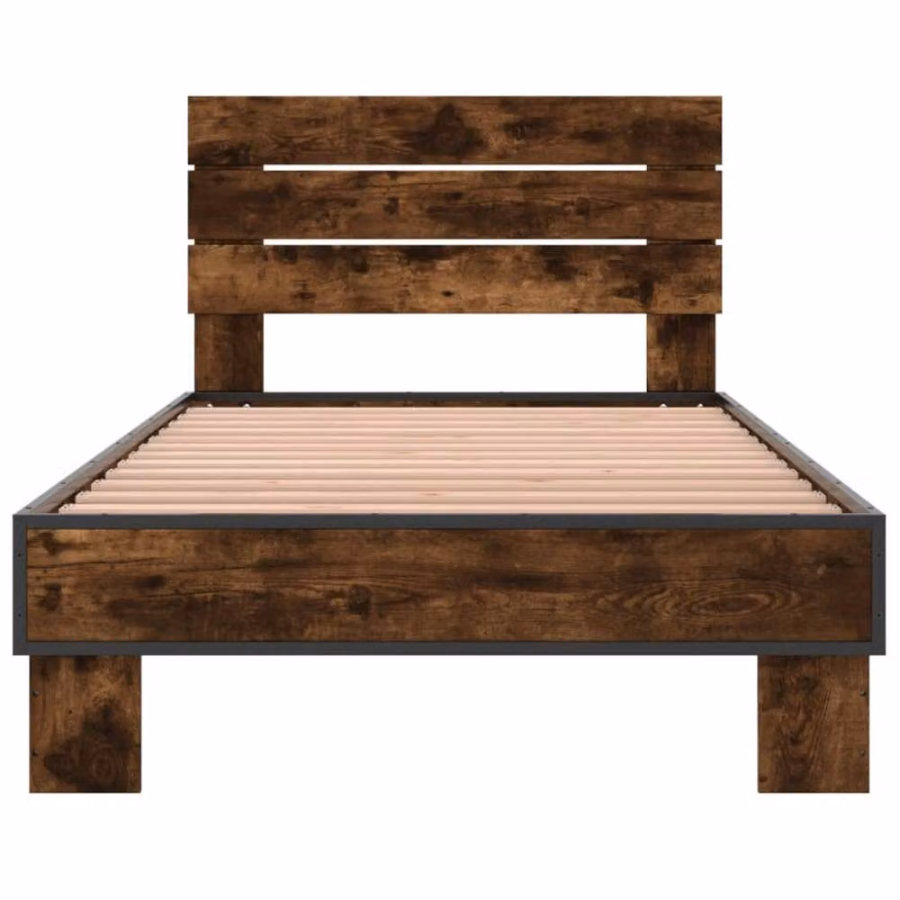 Berkfield Home Durable Bed Frame in Smoked Oak, Brown, W/D/H: 90 x 200 cm – 4