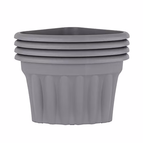 Wham Vista Corner Plastic Garden Planter Tub, Grey, W/D/H: 40 x 40 x 40 cm, Pack of 4
