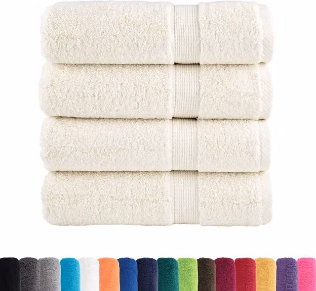 Berkfield Home SOLUND Premium Cotton Terry Hand Towels, 4 Pack, Beige, W: 50 cm x H: 100 cm, 600 gsm