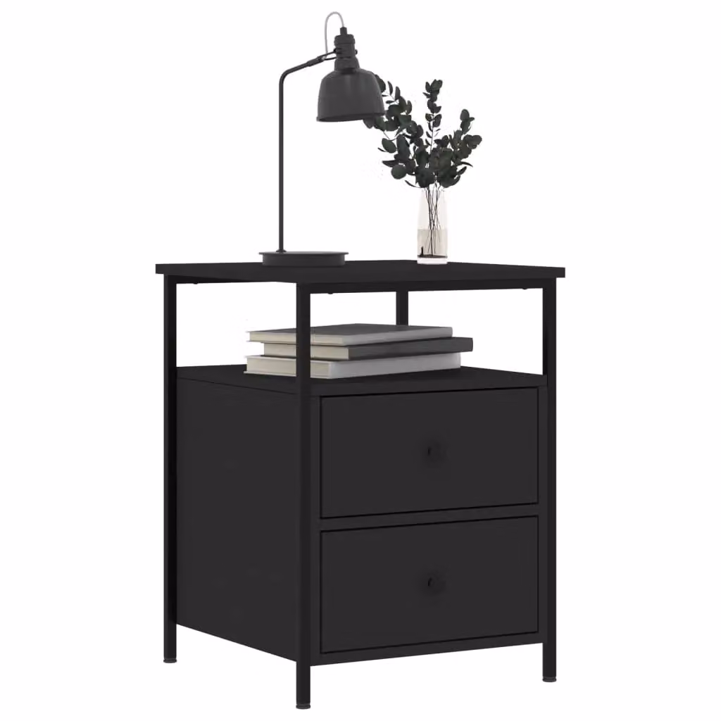 Berkfield Home Set of 2 Black Industrial Bedside Cabinets in Engineered Wood W/D/H: 44 x 45 x 60 cm – 3