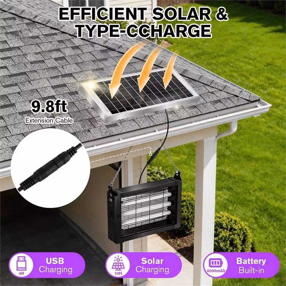 VOGREX Solar Cordless Bug Zapper and Insect Killer in Black – 3