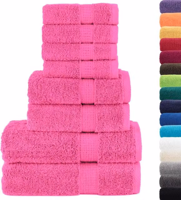 Berkfield Home SOLUND 8 Piece Premium Cotton Terry Towel Set, Pink, 600 gsm – 1