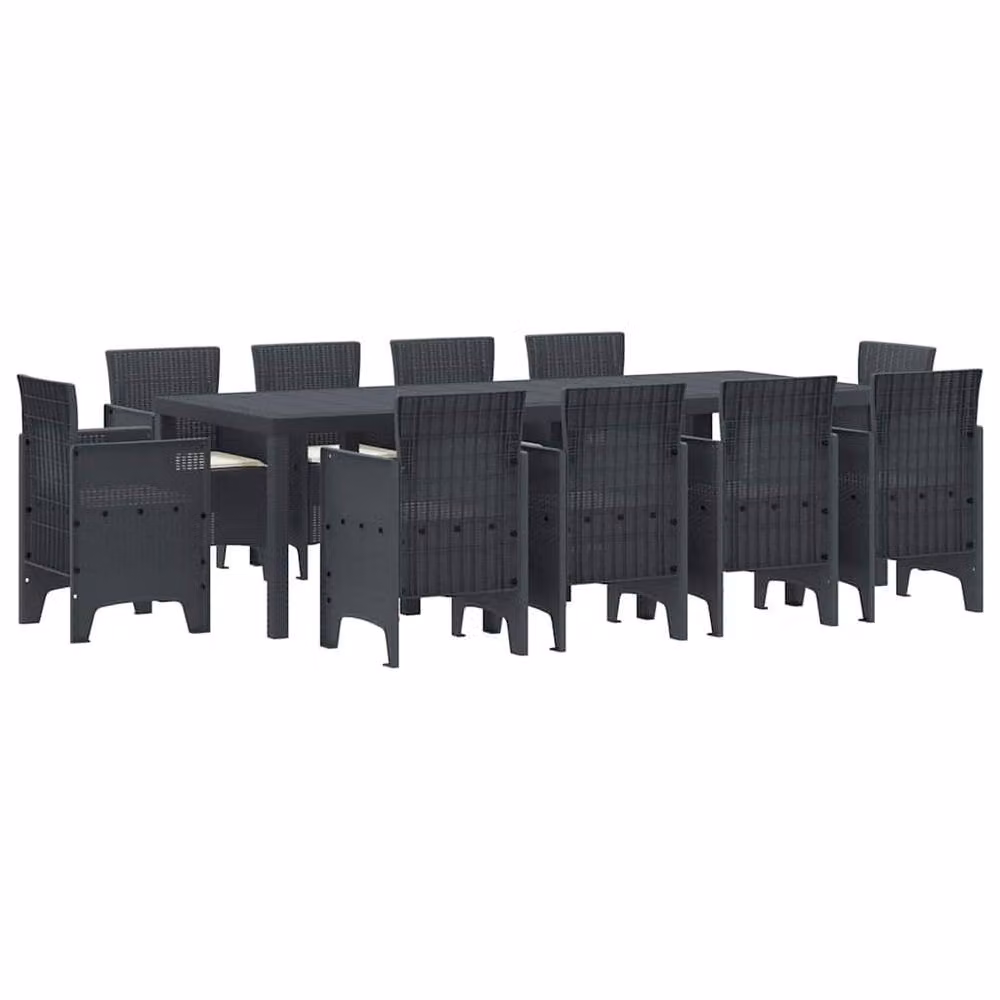 Berkfield Home Sleek 11 Piece Anthracite Poly Rattan Garden Dining Set with Black Cushions – 2
