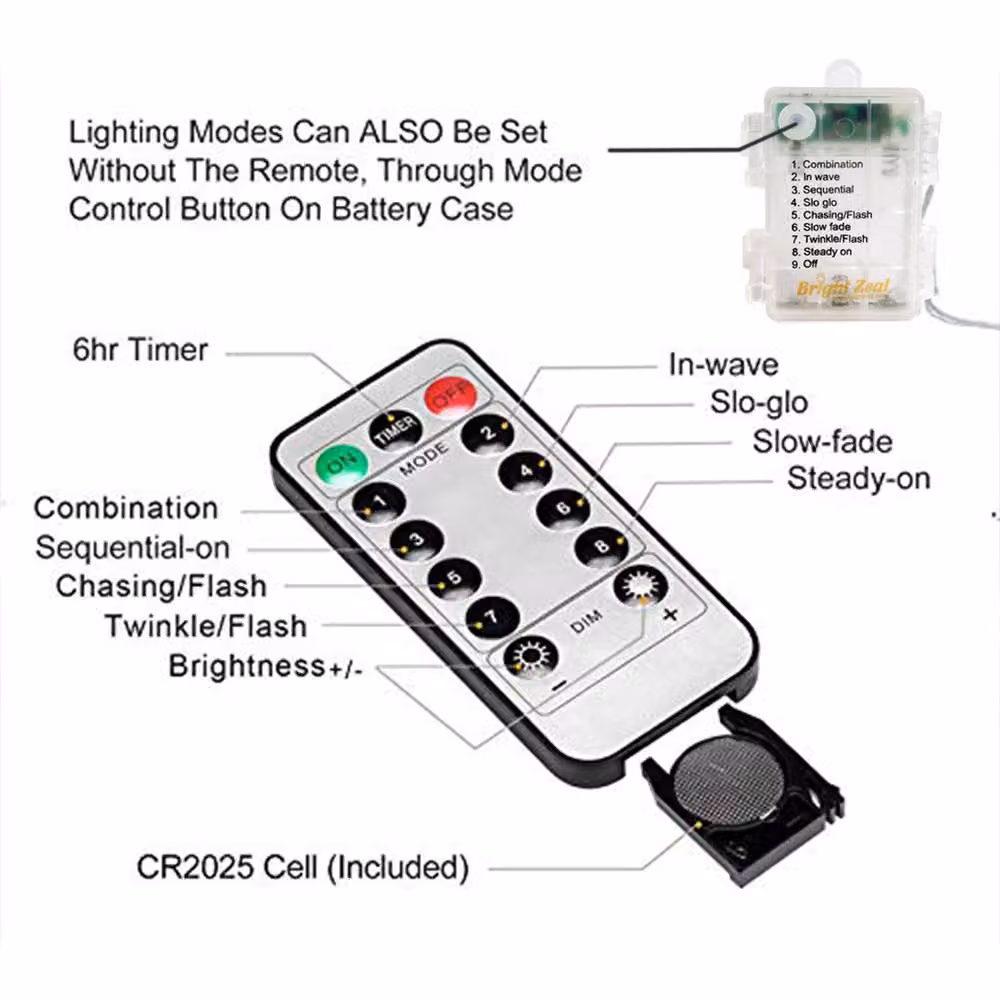 Bright Zeal Set of 4 Multicolour RGB LED Battery-Operated Fairy Lights with Remote Control and Timer – 3