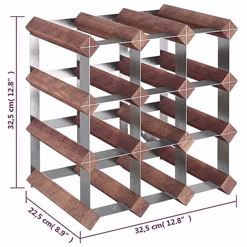 vidaXL Brown Solid Wood Pine Wine Rack for 12 Bottles – 5