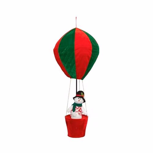 Samuel Alexander Multicolour Plush Snowman Christmas Hot Air Balloon with Extension Pole for Hanging or Table Decoration, Height: 100 cm – 5