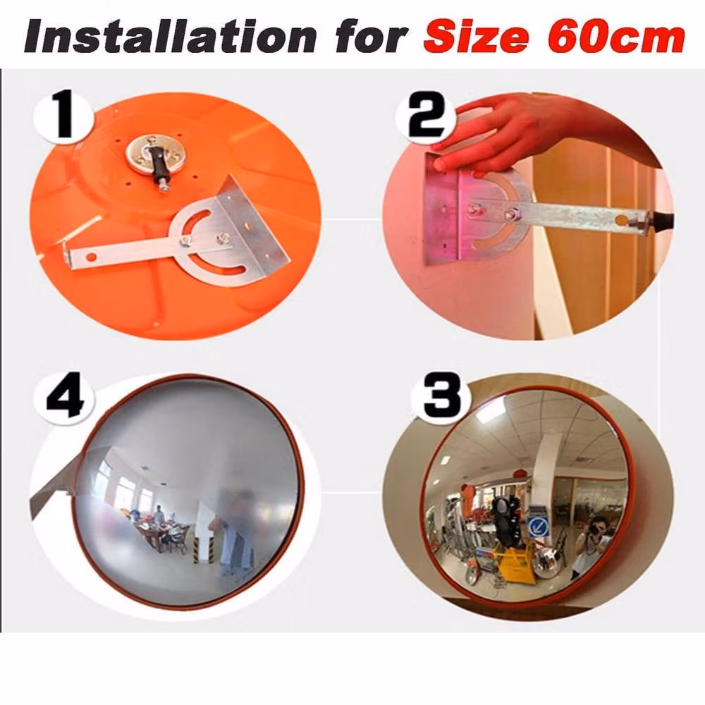 NESTLUNE Orange Convex Safety Traffic Mirror, Diameter: 30 cm – 4