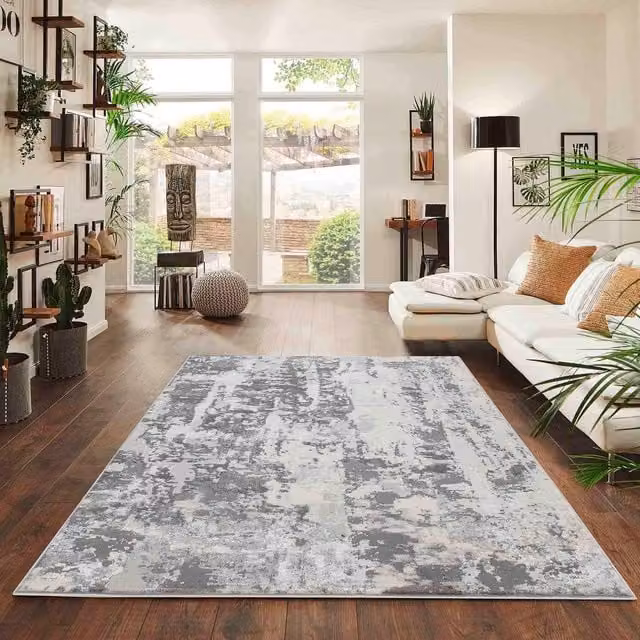Desire Rugs Styra Modern Abstract Area Rug in Silver, W: 200 cm, D: 290 cm