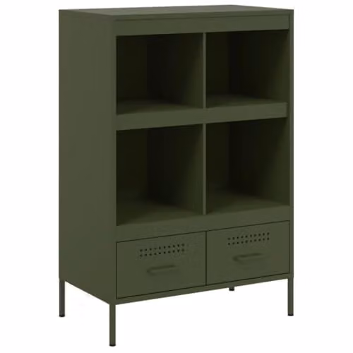 vidaXL Modern Matt Olive Green Metal Highboard W/D/H: 68 x 39 x 101.5 cm – 1