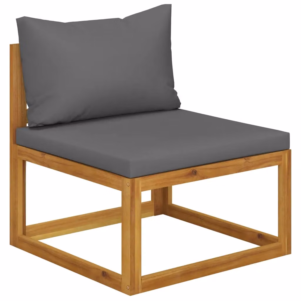 Berkfield Home 3 Piece Acacia Wood Garden Lounge Set with Grey Cushions – 2