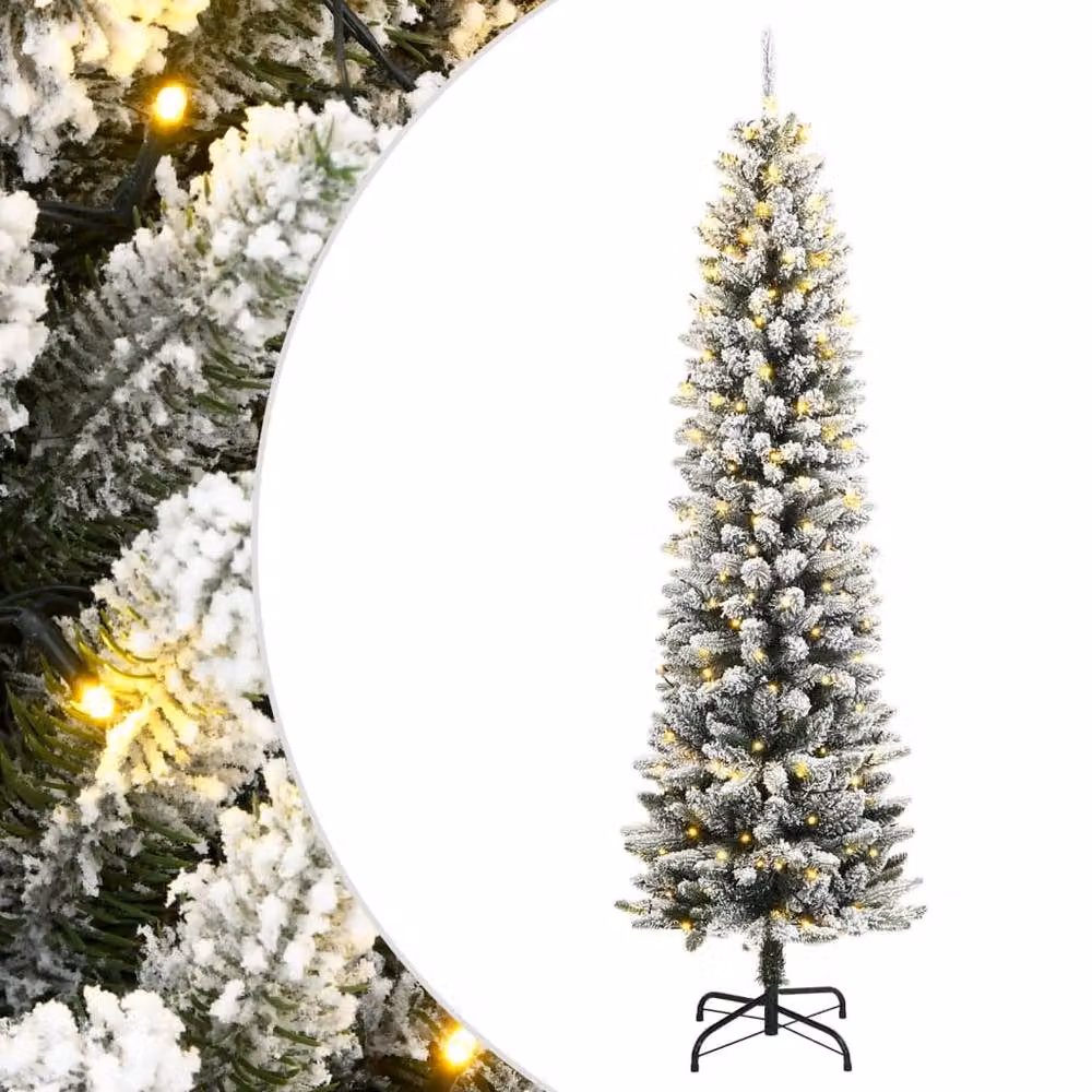 Berkfield Home Flocked Green Artificial Christmas Tree with 300 LEDs, Height: 180 cm – 2