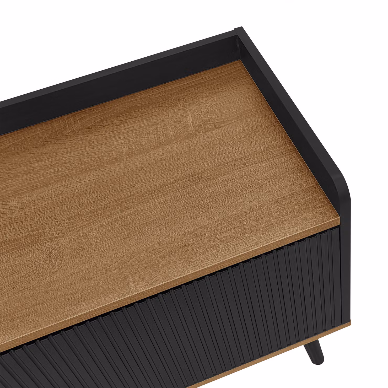 Aosom UK 3 Door Modern TV Cabinet with Raised Edge and Wooden Legs, Black, W: 160 cm, D: 39 cm, H: 49.5 cm – 4