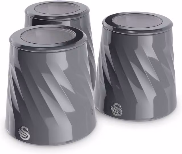 Swan Set of 3 Grey Transparent Ceramic Canisters