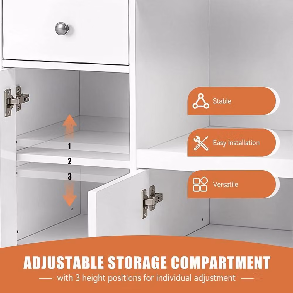 EONLION White Kitchen Island Sideboard with Microwave Shelf and Castors, H 90.0 x W 82.5 x D 40.0 cm – 4