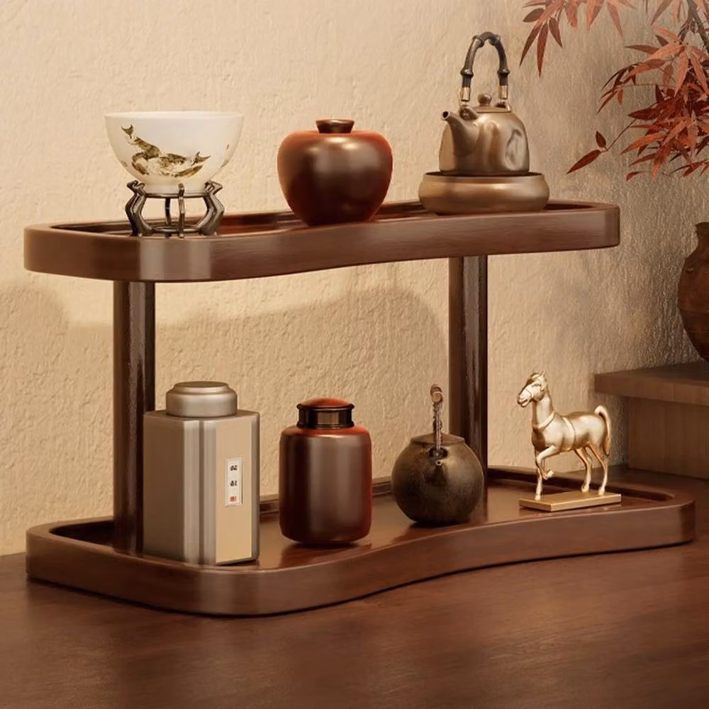 EONLION S Walnut and Bamboo Desk Organiser Shelf, Brown, Width: 100 cm – 2
