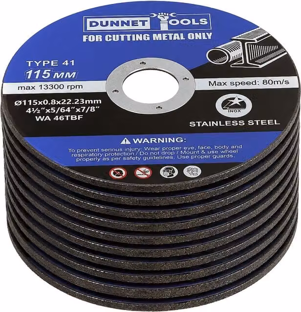 Marco Paul Pack of 10 Grey Metal Cutting Discs for Stainless Steel, 115mm – 1