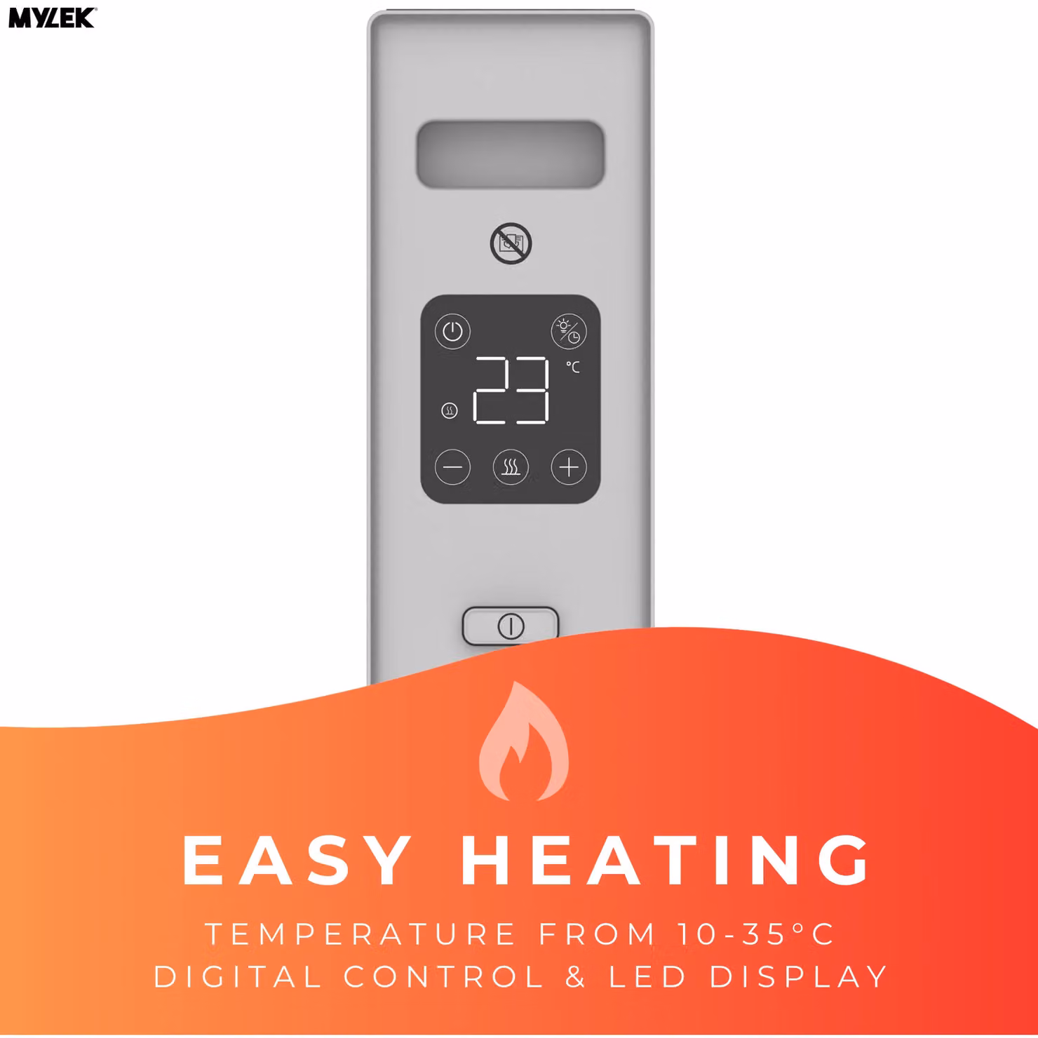 MYLEK 2kW Electric Convector Heater with Thermostat, Timer and Digital Display in White – 2