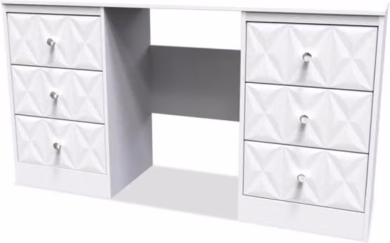 Welcome San Jose Double Pedestal Dressing Table in White Glossy MDF