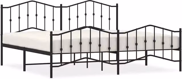 Berkfield Home Metal Bed Frame with Headboard and Footboard in Black W/D/H: 193 x 203 cm – 1