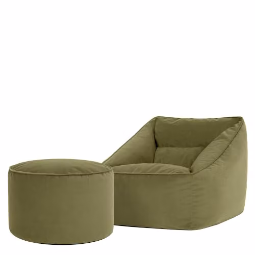 icon Natalia Velvet Adults Bean Bag Armchair and Pouffe Set in Dusk Pink and Olive Green – 10