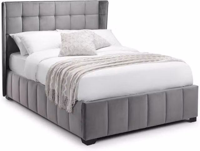 Cheshire Tamarack Upholstered Velvet Bed in Light Grey, King Size (W: 150 cm, L: 200 cm)