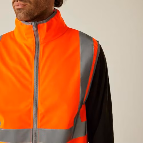 Regatta Men's Class 1 Hi-Vis Full Zip Polyester Vest in Orange, Size M (EN ISO 20471) – 3
