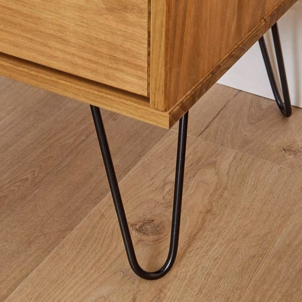FORGEVIO Industrial Wooden Bedside Cabinet with 2 Drawers in Brown – 4