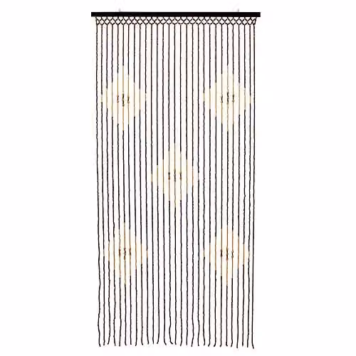 JVL Tuscany Hanging Diamond Wooden Beaded Door Curtain Screen, Multicolour, W: 90 cm, H: 180 cm