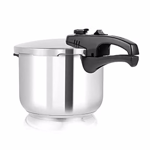 Tower Stainless Steel Pressure Cooker with Steamer Basket, Silver, 6L
