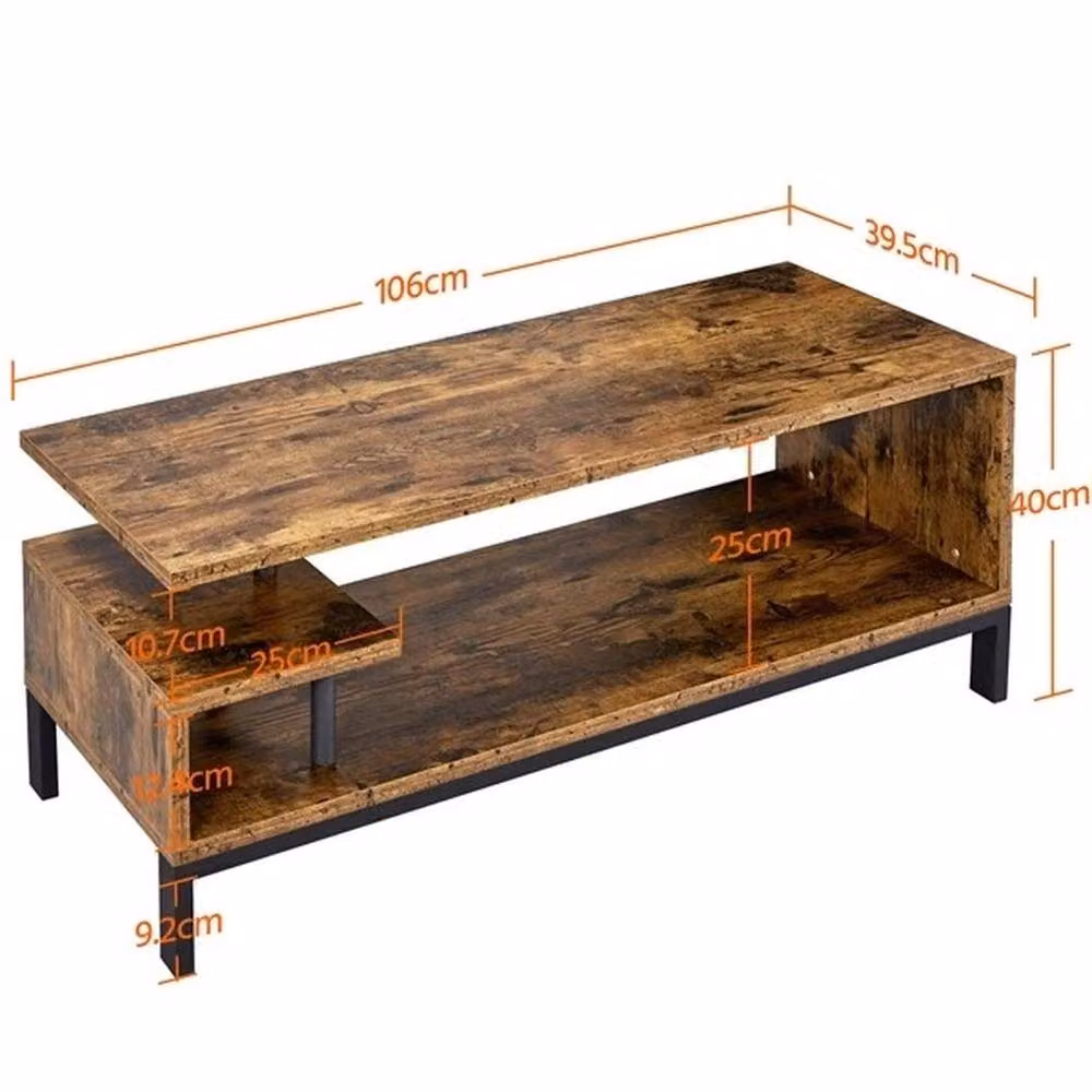 KORVIXA Rustic Brown Wood TV Stand Cabinet with Shelf W/D/H: 100 x 100 x 100 cm – 2