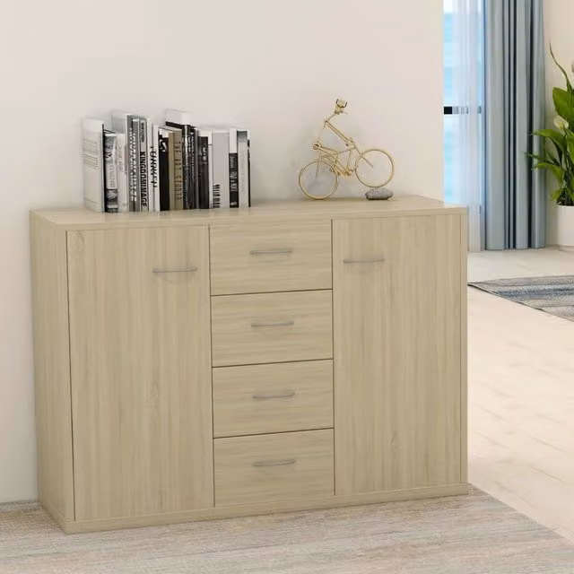 Berkfield Home Sonoma Oak Sideboard in Brown, W/D/H: 88 x 30 x 65 cm