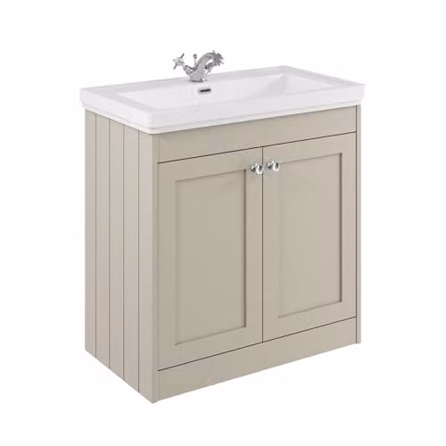 Balterley Floor Standing Vanity Unit with Rectangular Basin and Soft Close 2 Doors in Pebble Grey W/D/H: 80 x 45.3 x 80 cm – 1