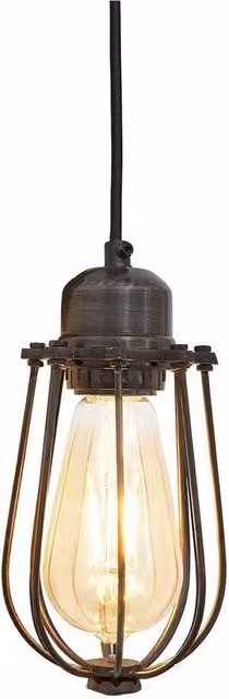 Industville Orlando Wire Cage Pendant Light in Dark Grey and Brass