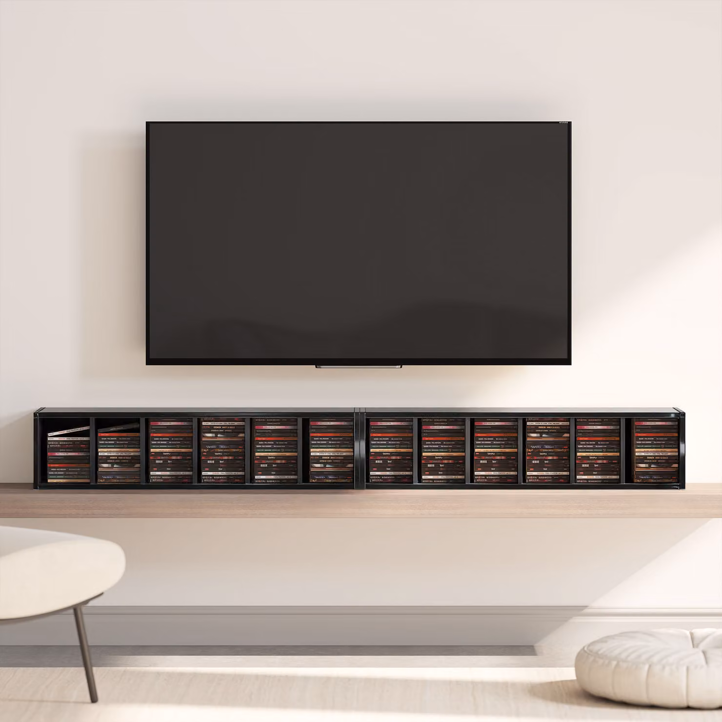HOMCOM Set of 2 High Gloss Black CD Media Display Tower Racks with Adjustable Shelves – 8